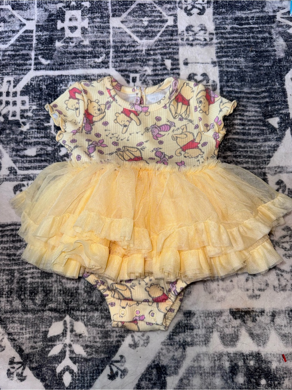 Disney Baby Yellow Floral Character Knit Bodysuit